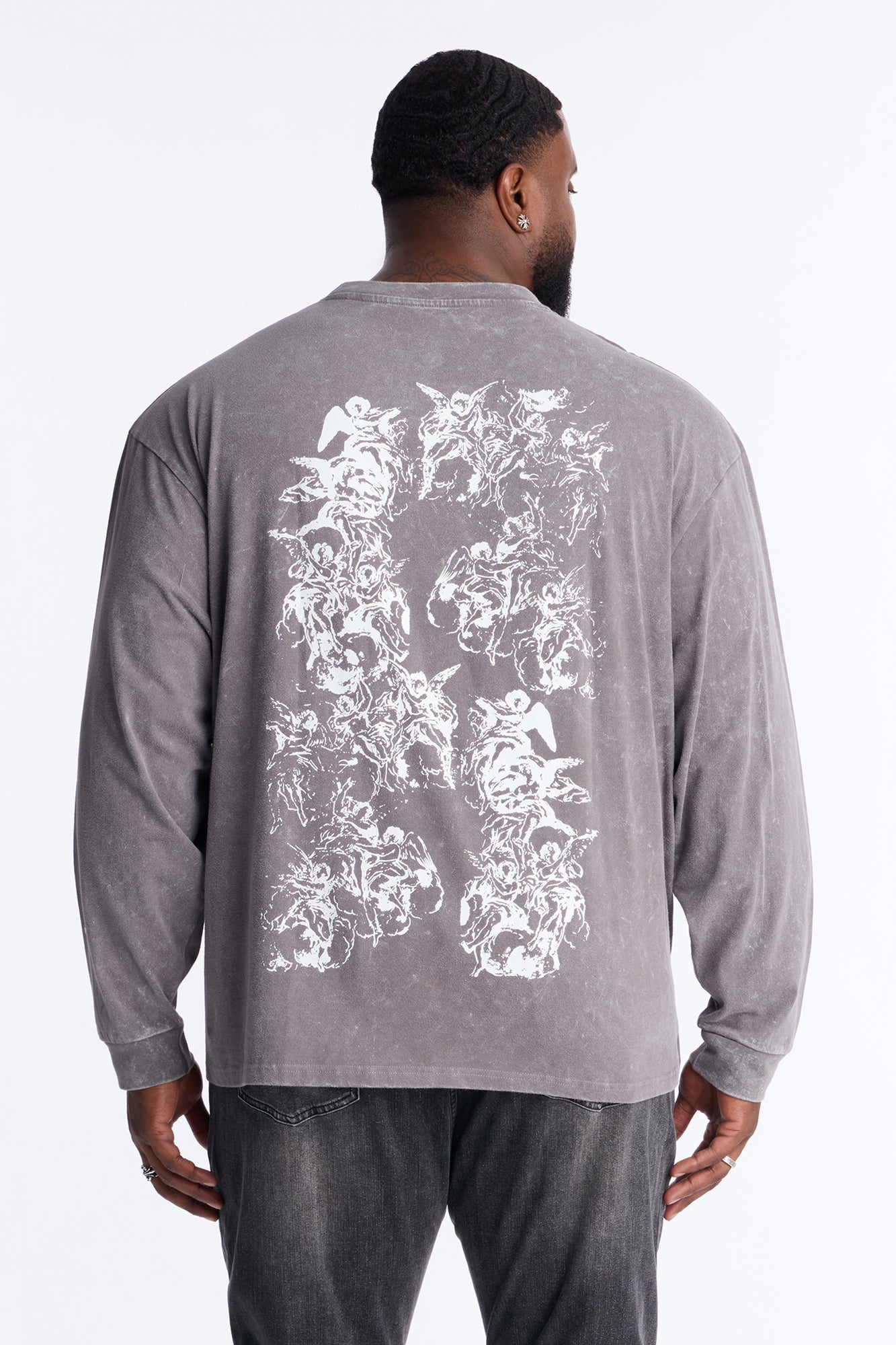Divine Messenger Long Sleeve Tee - Charcoal Fashion Nova