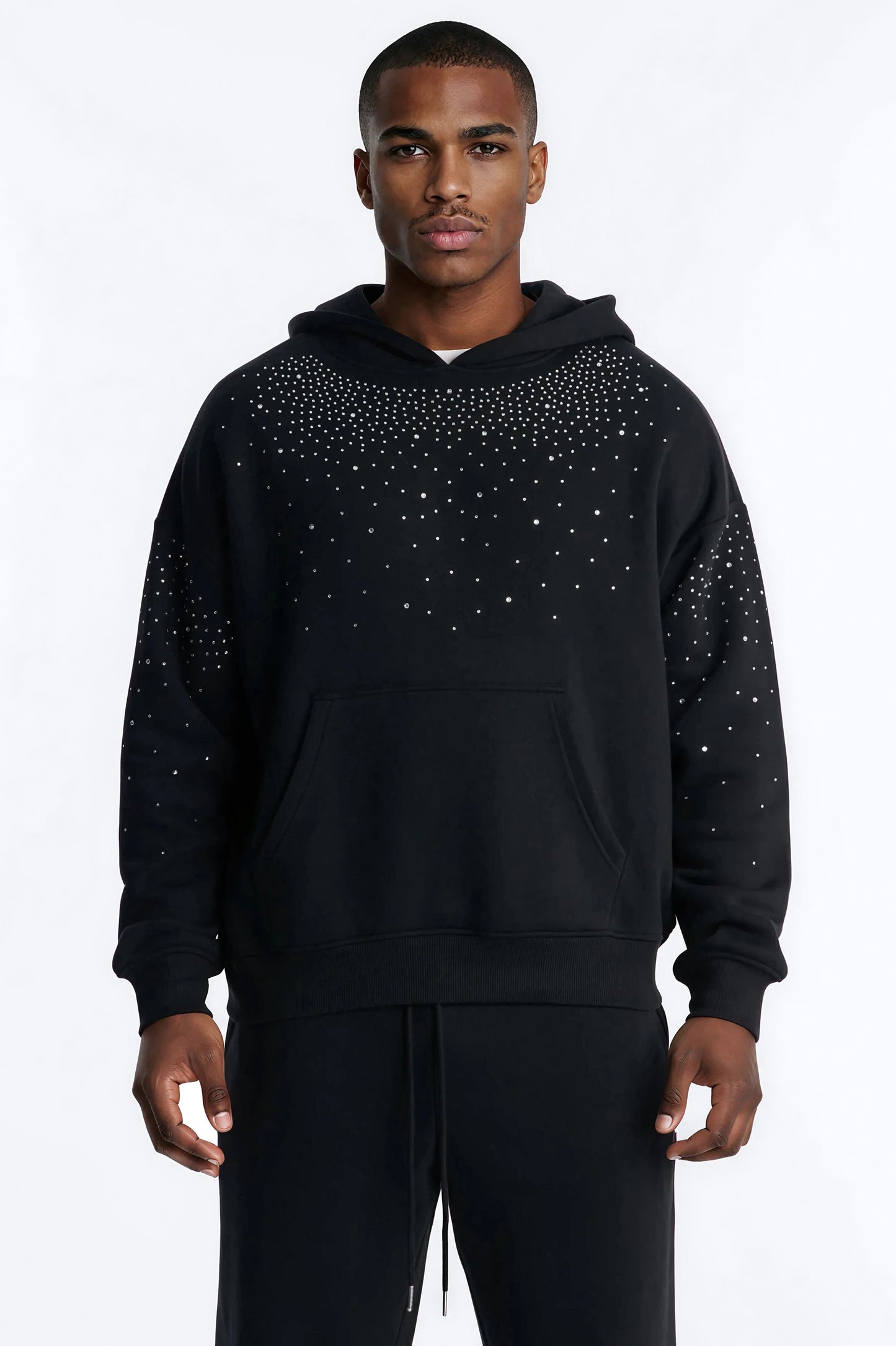 Dime Rhinestone Pearl Oversized Hoodie - Black Fashion Nova