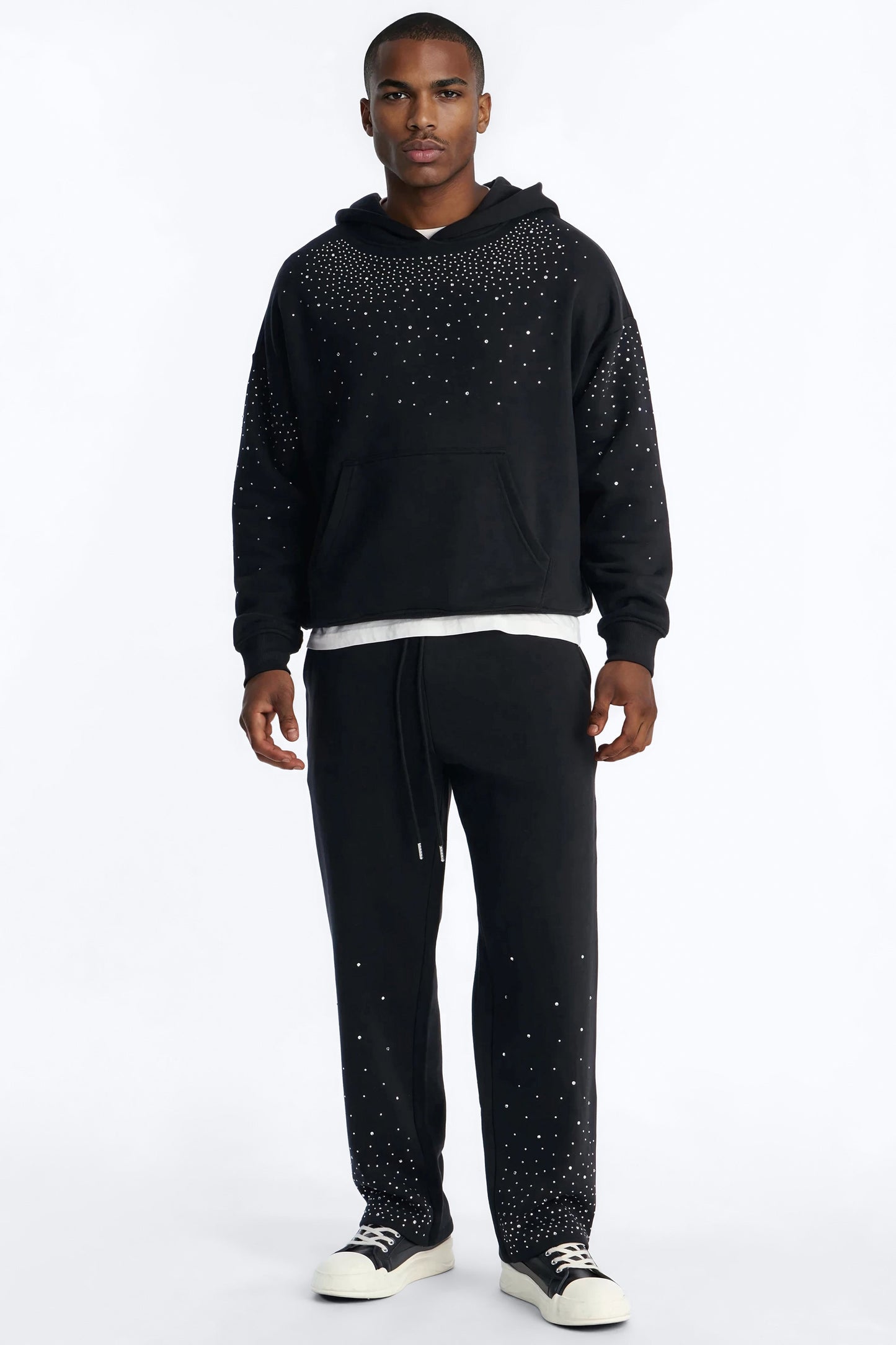 Dime Rhinestone Pearl Oversized Hoodie - Black Fashion Nova