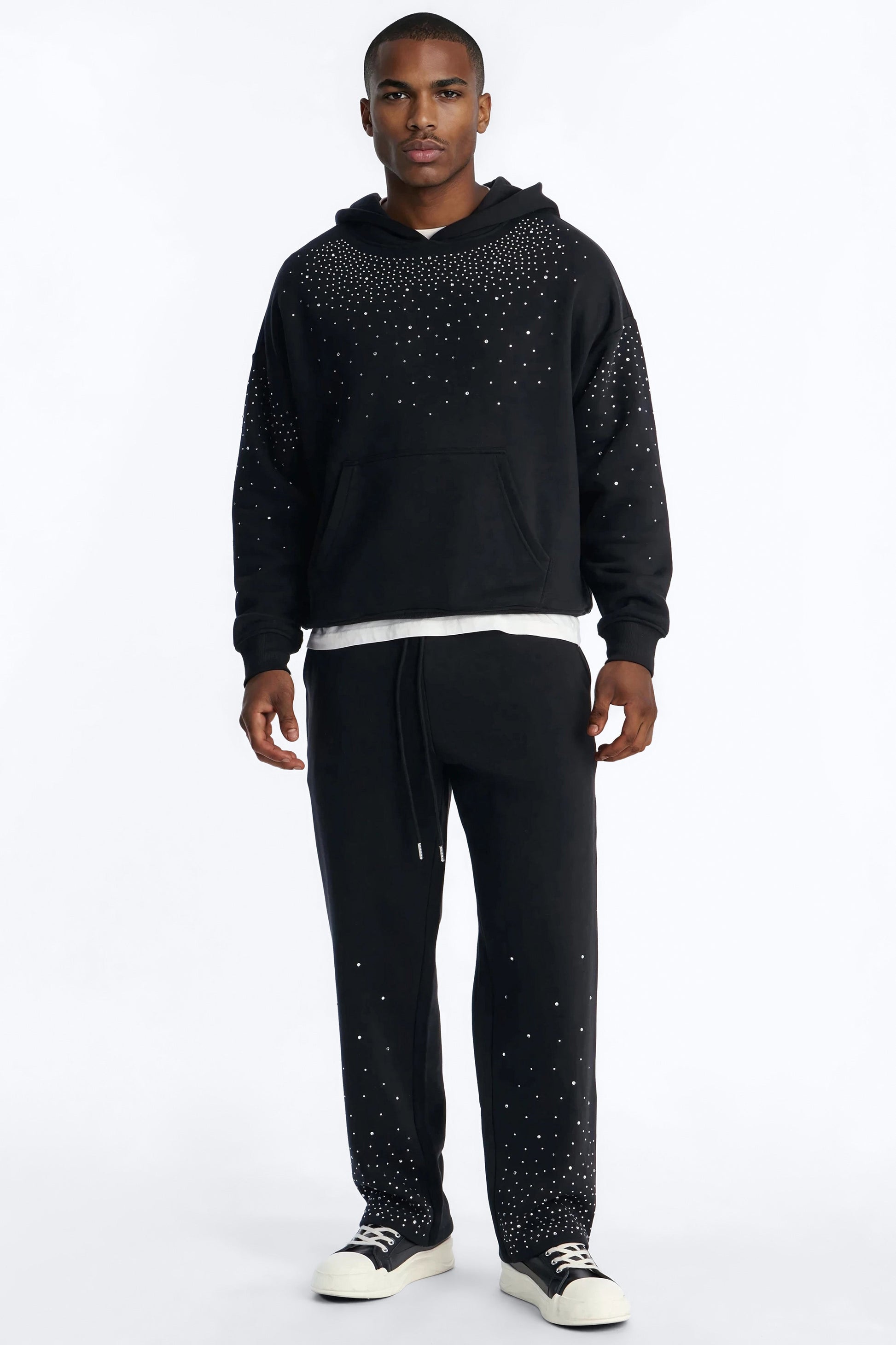 Dime Rhinestone Pearl Oversized Hoodie - Black Fashion Nova