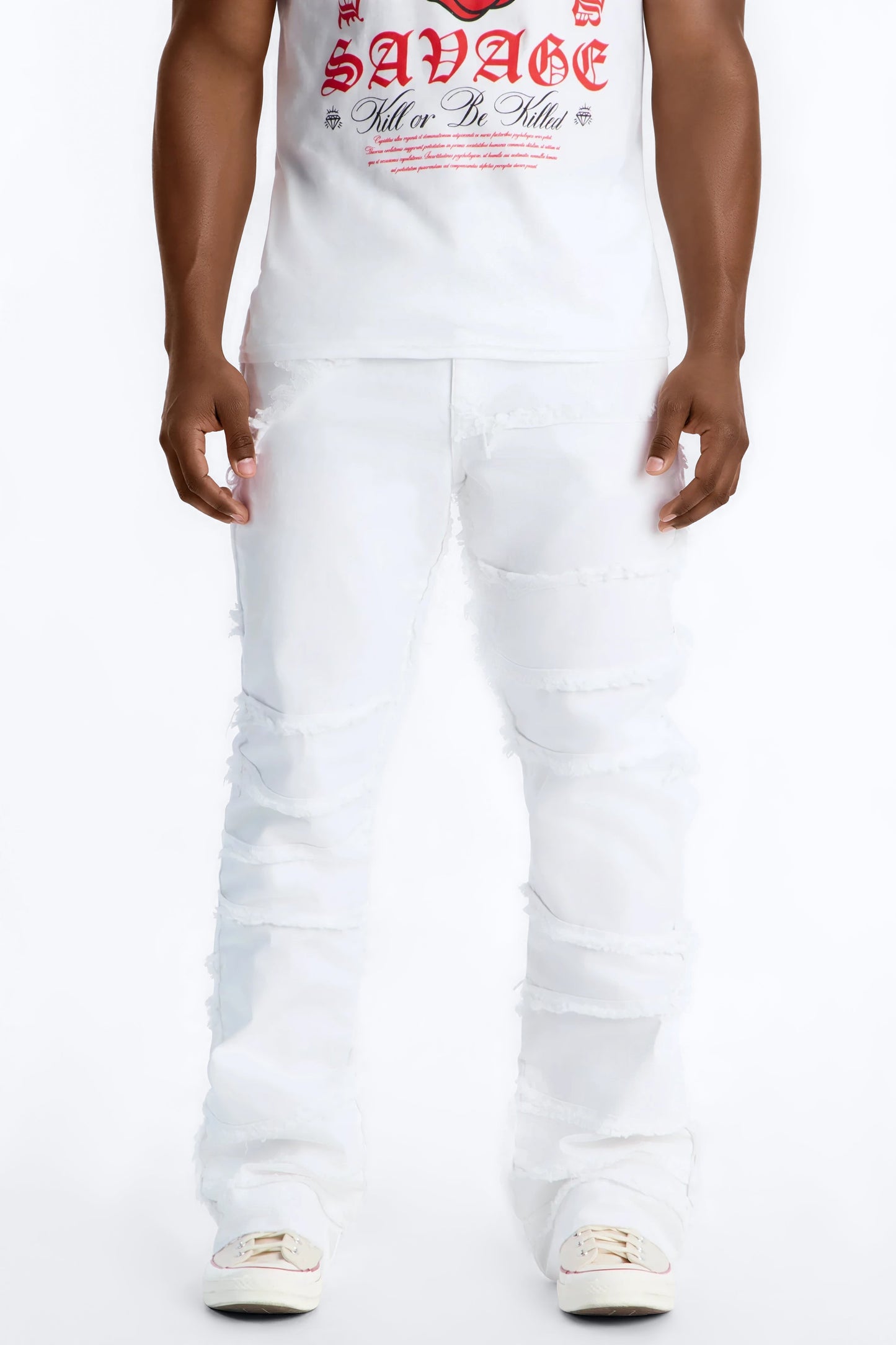 Stacked Skinny Flare Fray It Up Jean - White Fashion Nova