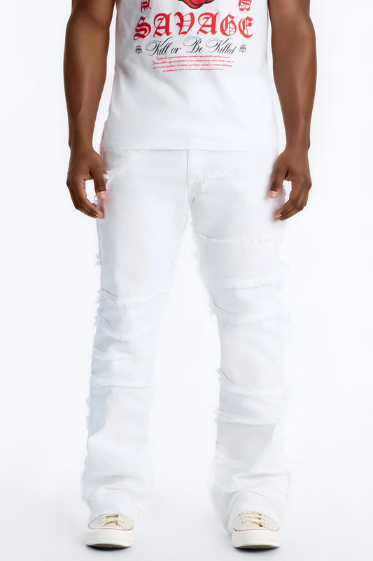 Stacked Skinny Flare Fray It Up Jean - White Fashion Nova