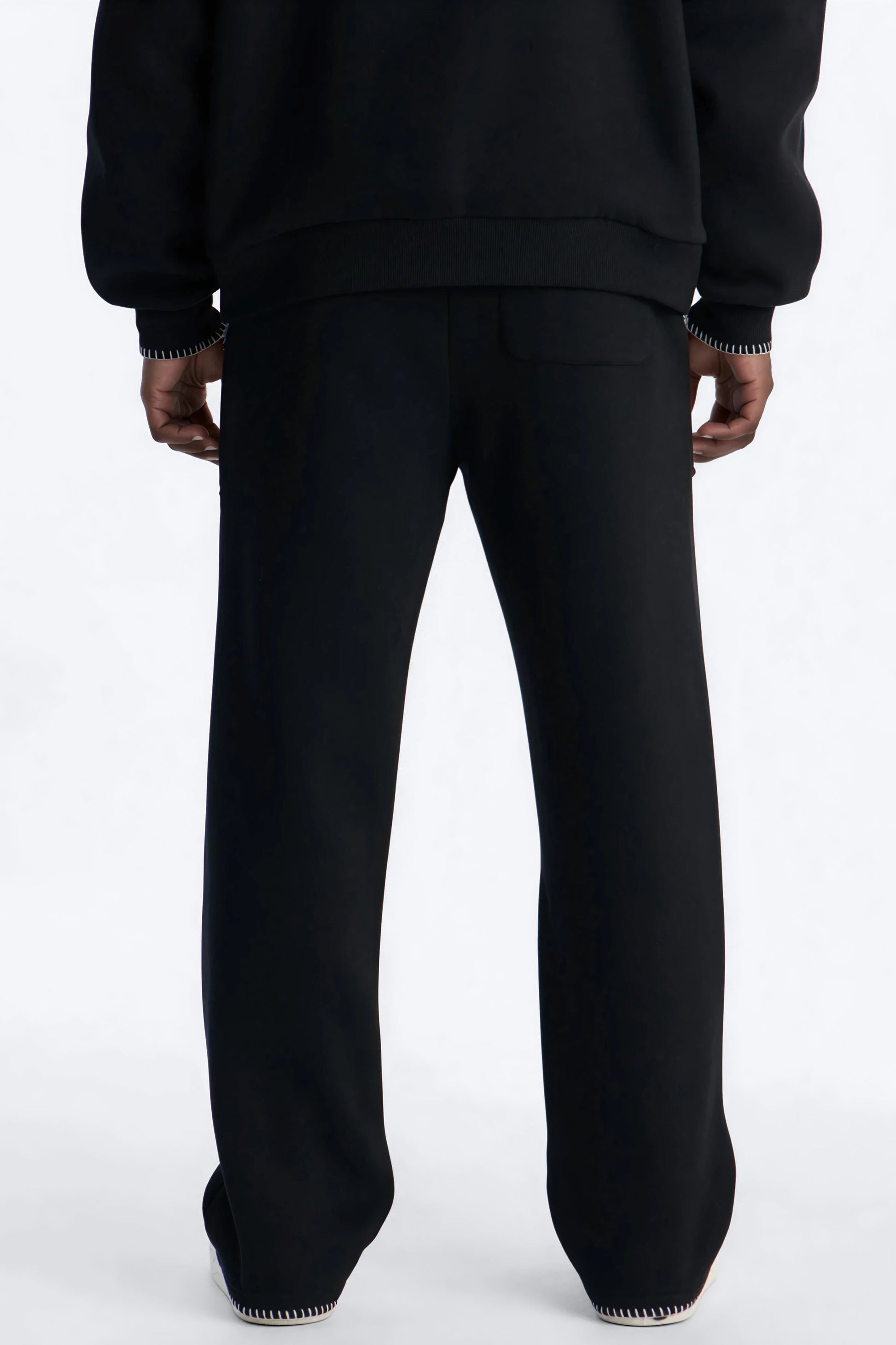 Straight Contrast Blanket Stitch Sweatpants - Black Fashion Nova