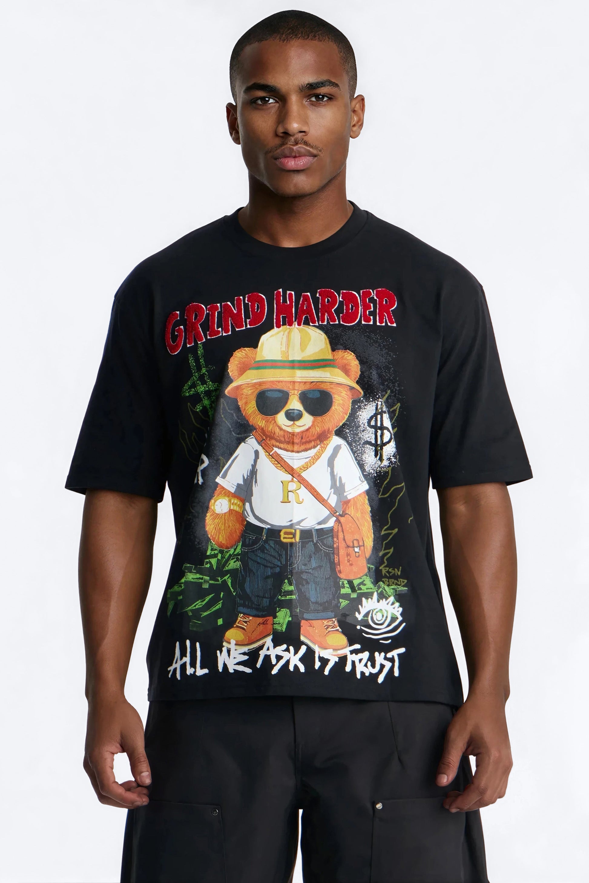 Money Grind Harder Short Sleeve Tee - Black Fashion Nova