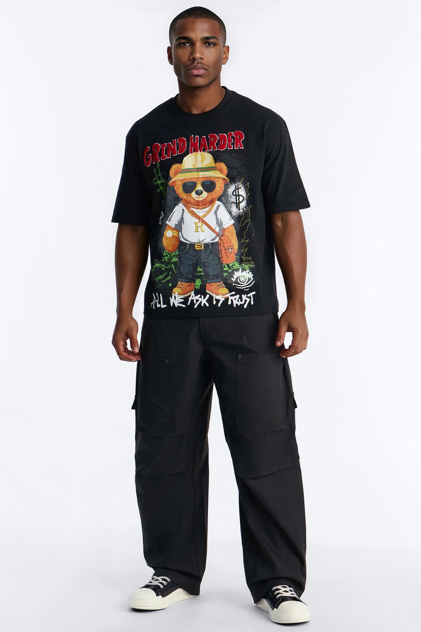 Money Grind Harder Short Sleeve Tee - Black Fashion Nova