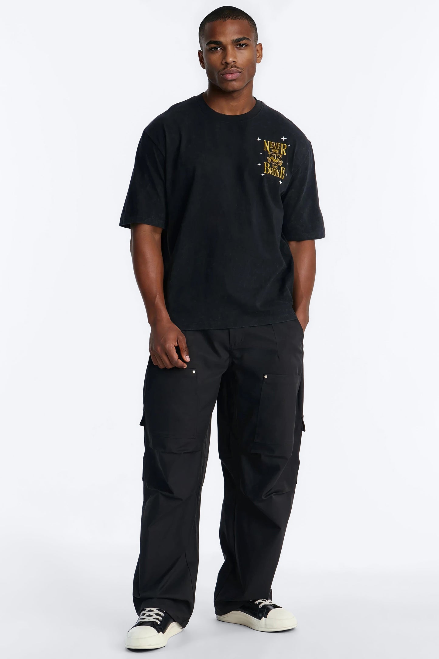 Real Recognizes Real Embroidery Short Sleeve Tee - Black Wash Fashion Nova