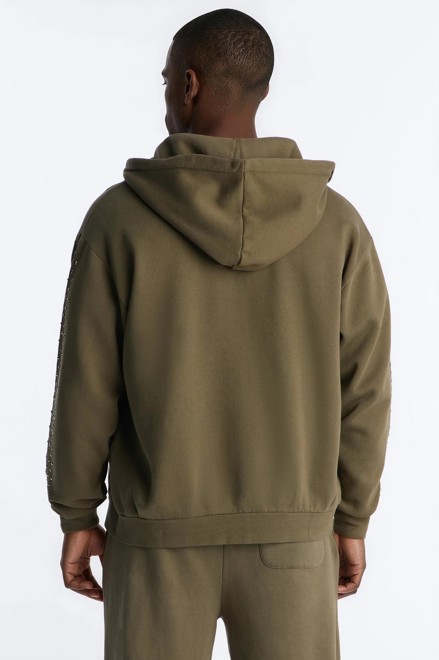 Tribal Rhinestone Zip Hoodie - Olive Fashion Nova