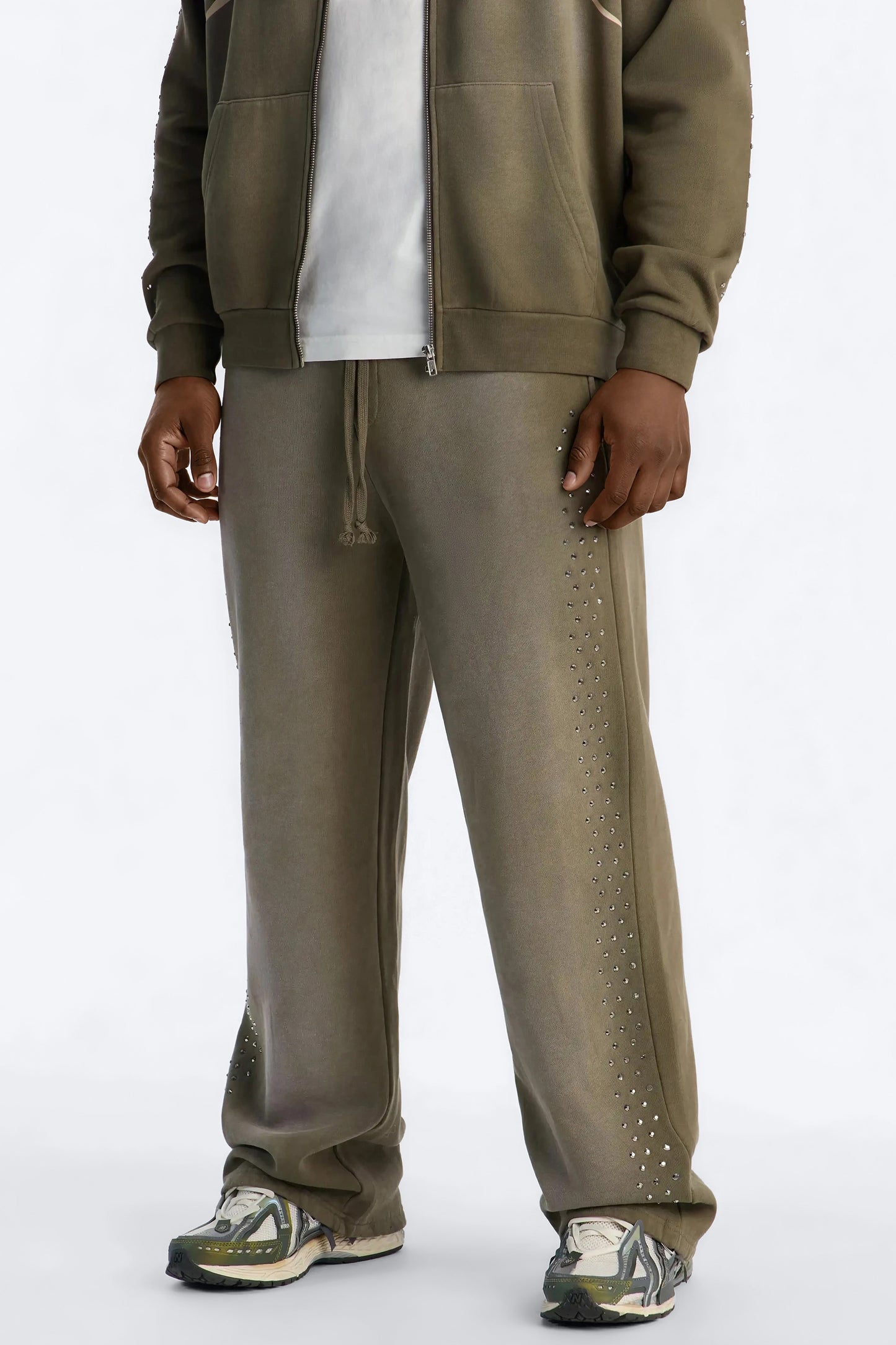 Tribal Rhinestone Sweatpants - Olive Fashion Nova