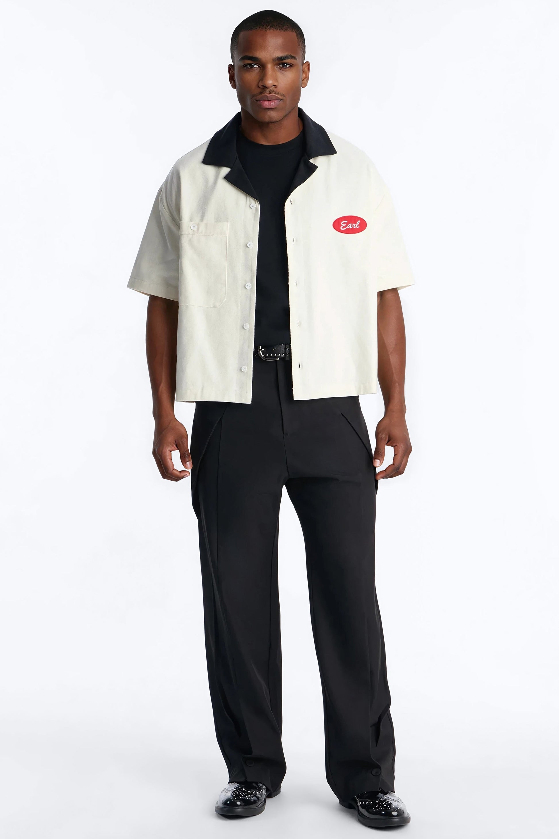 Cropped Rustpoint Mechanic Button Up Shirt - Cream Fashion Nova