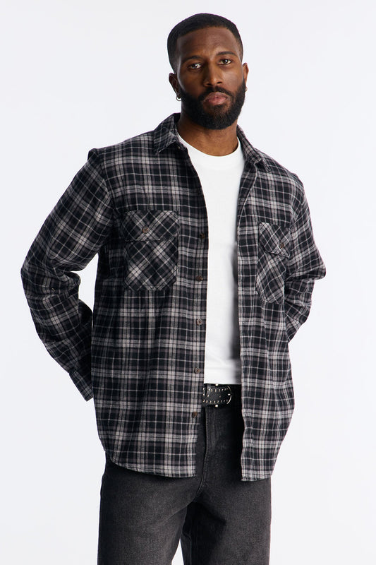 Dickies Flannel Work Shirt - Black Fashion Nova