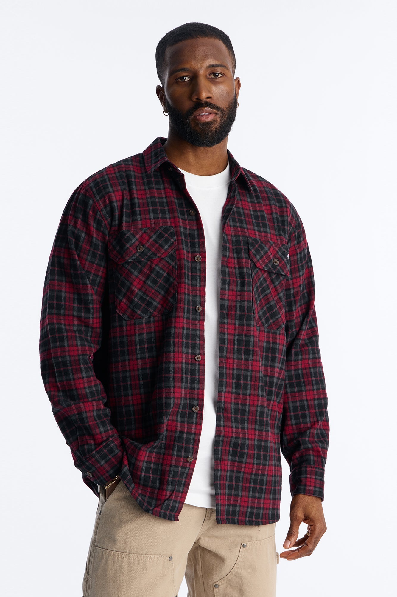 Dickies Flannel Work Shirt - Red Fashion Nova