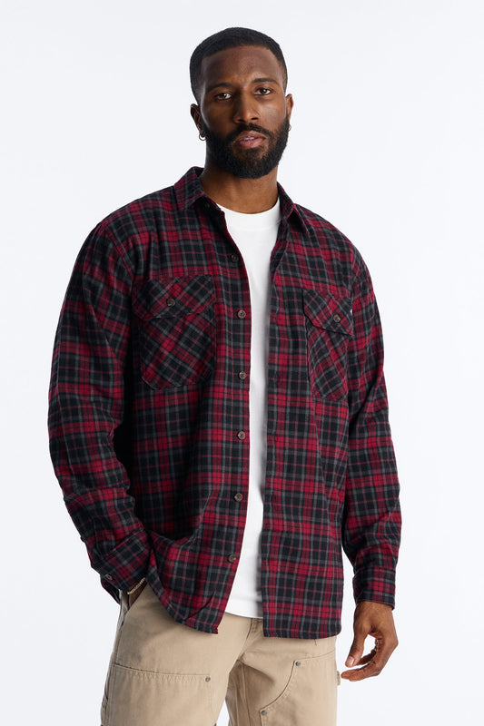 Dickies Flannel Work Shirt - Red Fashion Nova