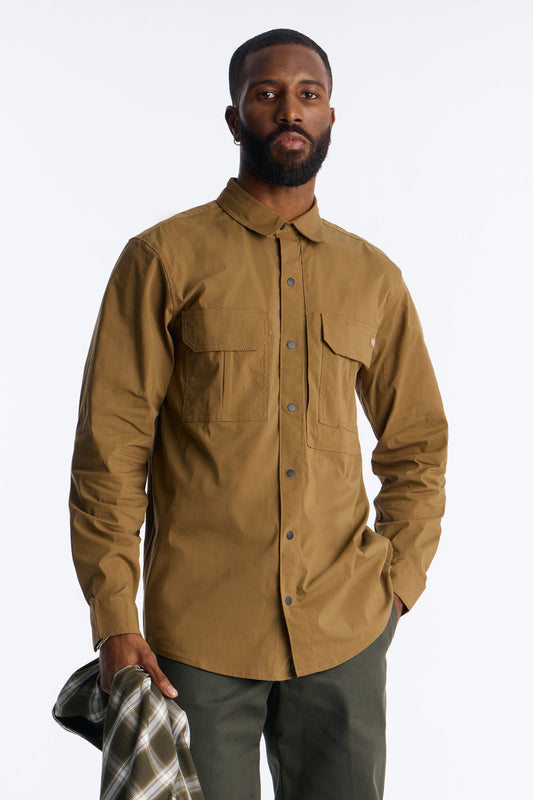 Dickies Utility Long Sleeve Work Shirt - Brown Fashion Nova