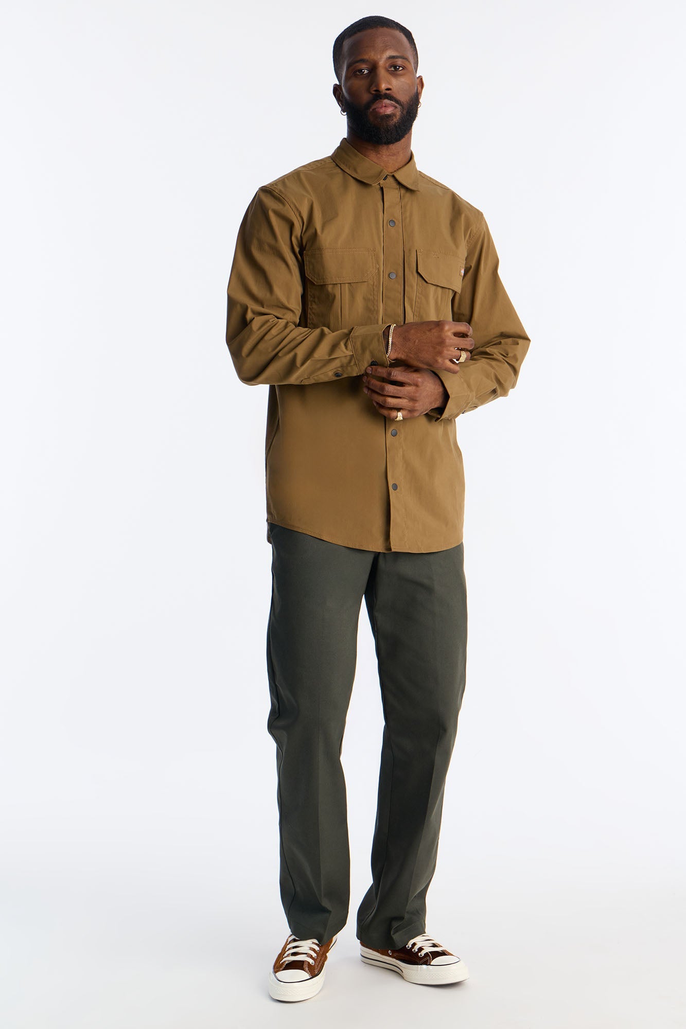 Dickies Utility Long Sleeve Work Shirt - Brown Fashion Nova