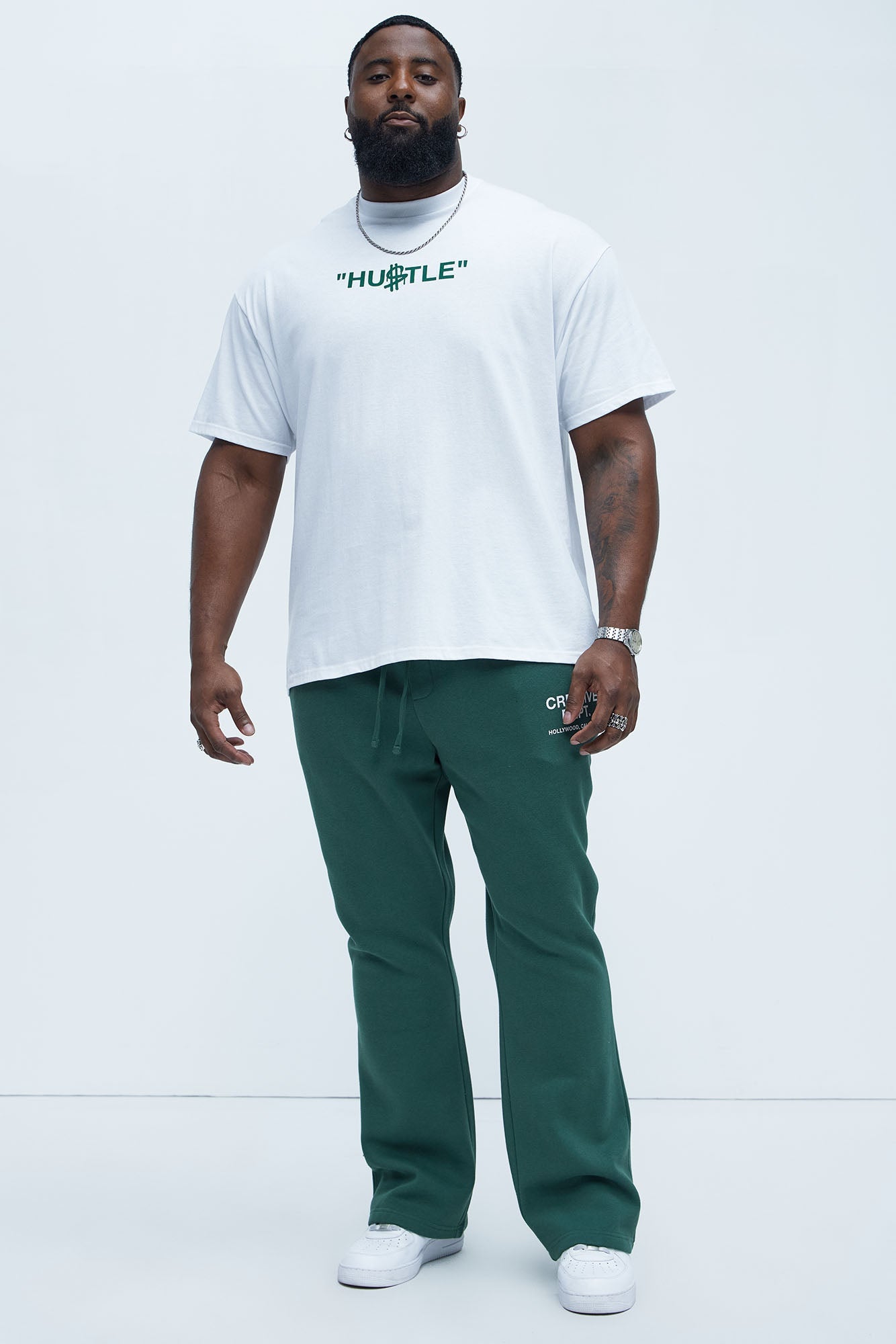 Tyson Creative Dept Skinny Flare Sweatpants - Green Fashion Nova