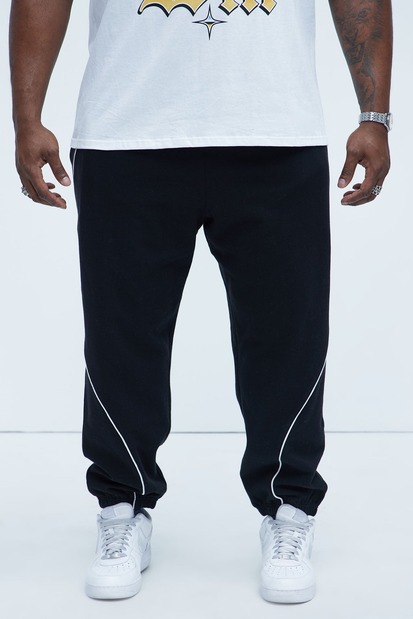 Tyson Piping Relaxed Jogger - Black Fashion Nova