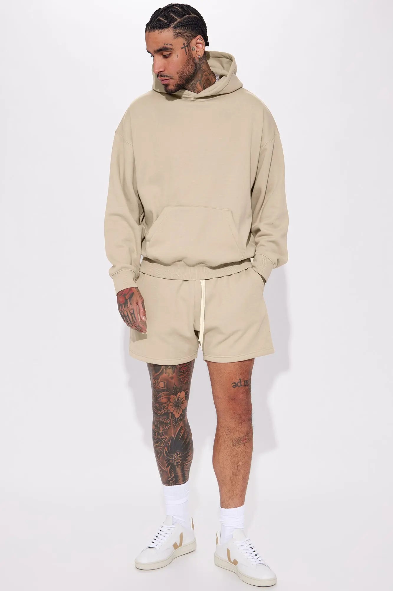 Tyson Oversize Heavyweight Sweat Shorts - Taupe Fashion Nova