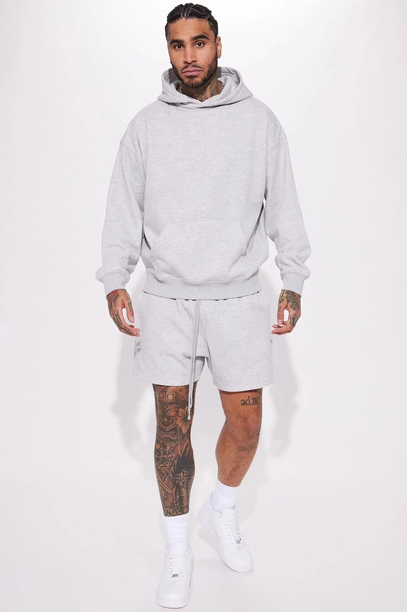 Tyson Oversize Heavyweight Sweat Shorts - Heather Grey Fashion Nova