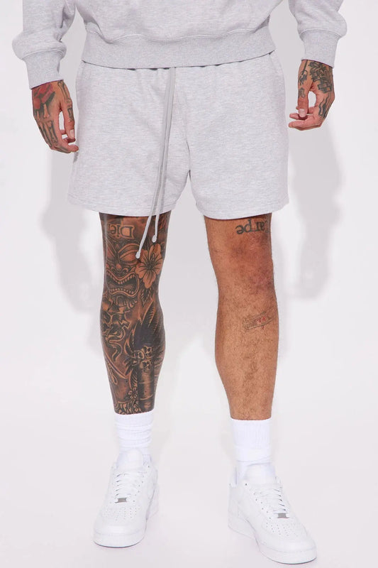 Tyson Oversize Heavyweight Sweat Shorts - Heather Grey Fashion Nova
