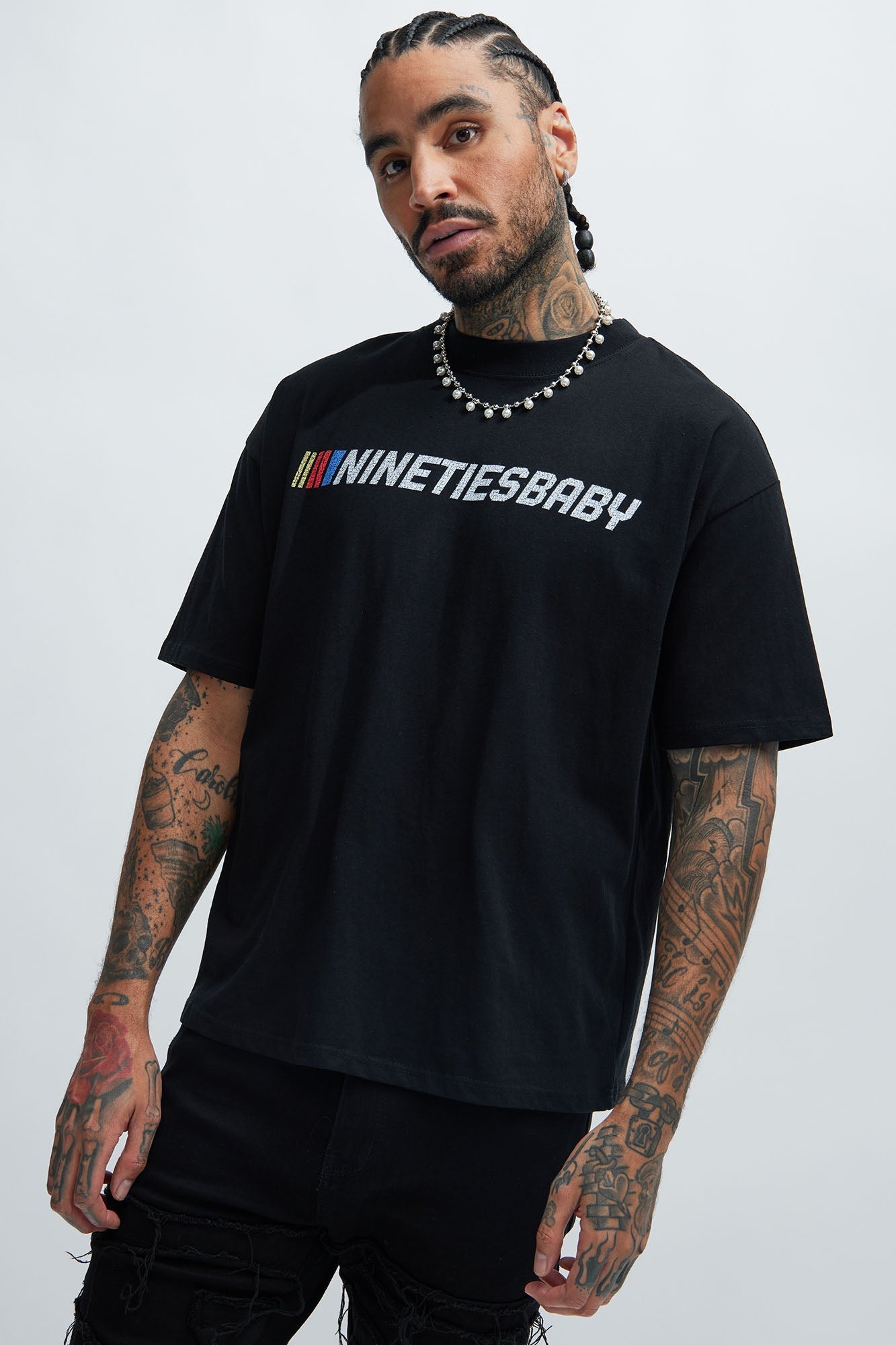 90's Till Infinity Oversized Short Sleeve Tee - Black Fashion Nova