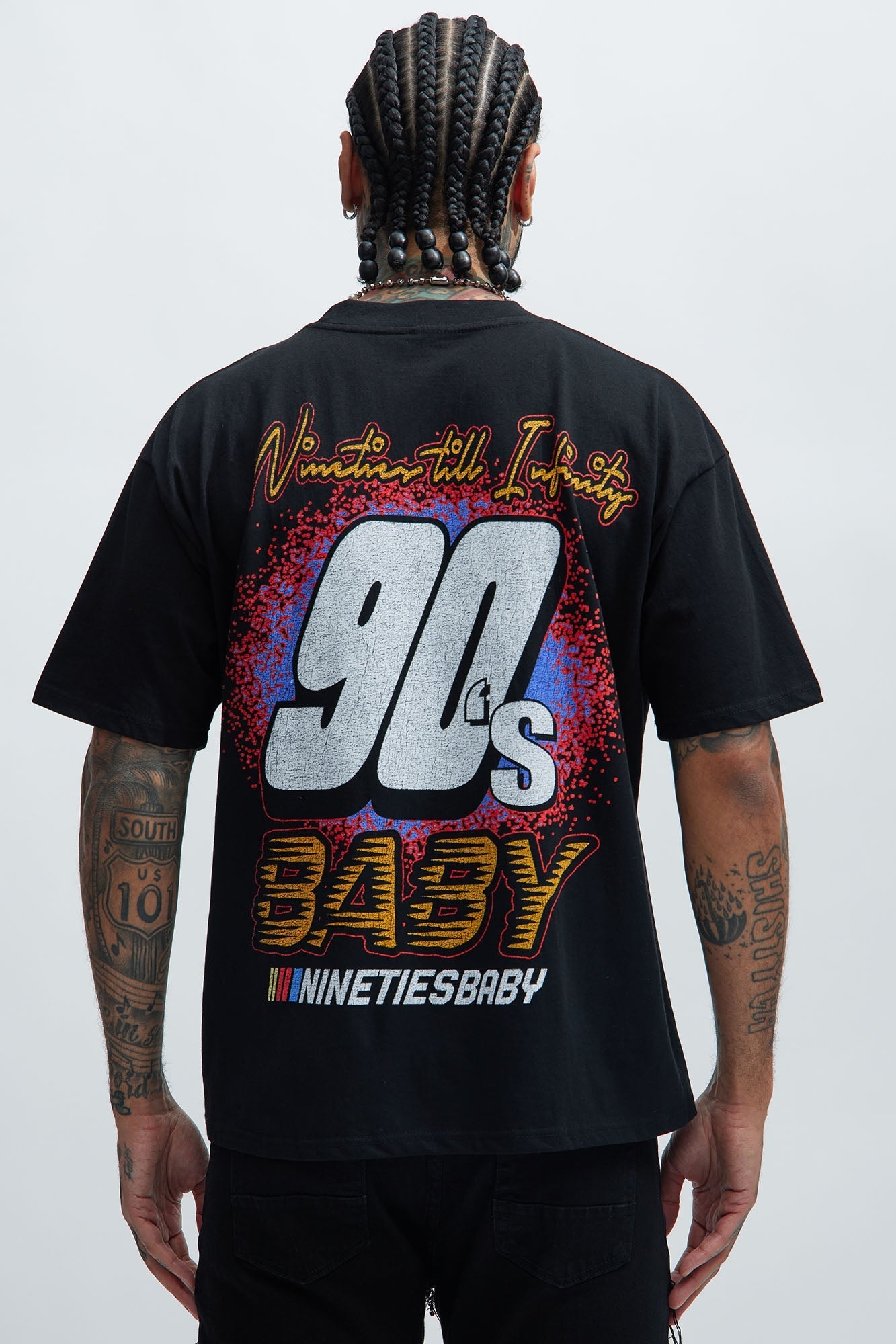 90's Till Infinity Oversized Short Sleeve Tee - Black Fashion Nova