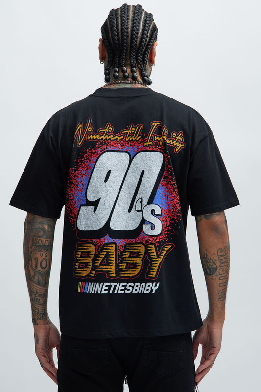 90's Till Infinity Oversized Short Sleeve Tee - Black Fashion Nova