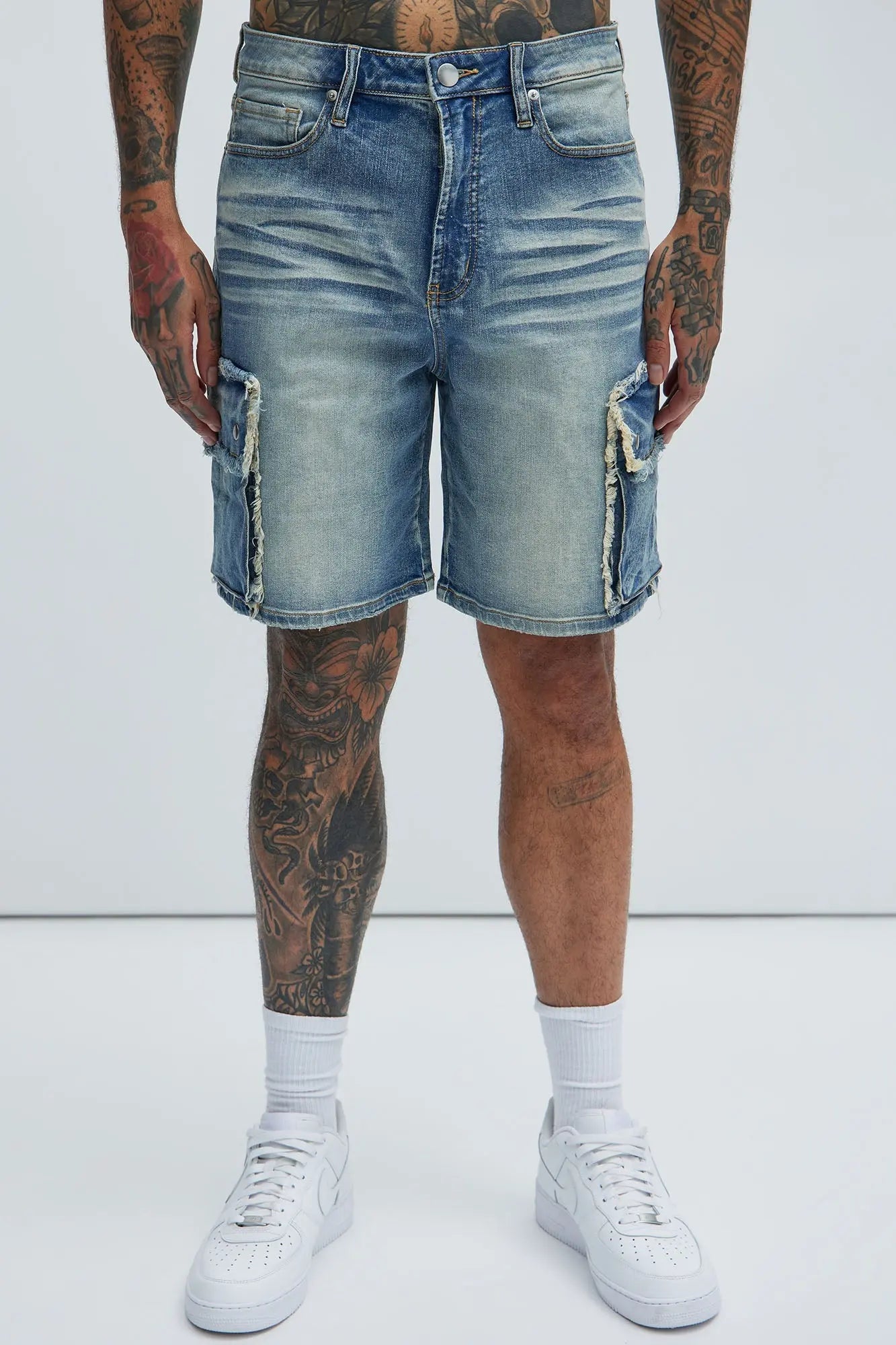 Rush Home Denim Cargo Shorts - Light Blue Wash Fashion Nova