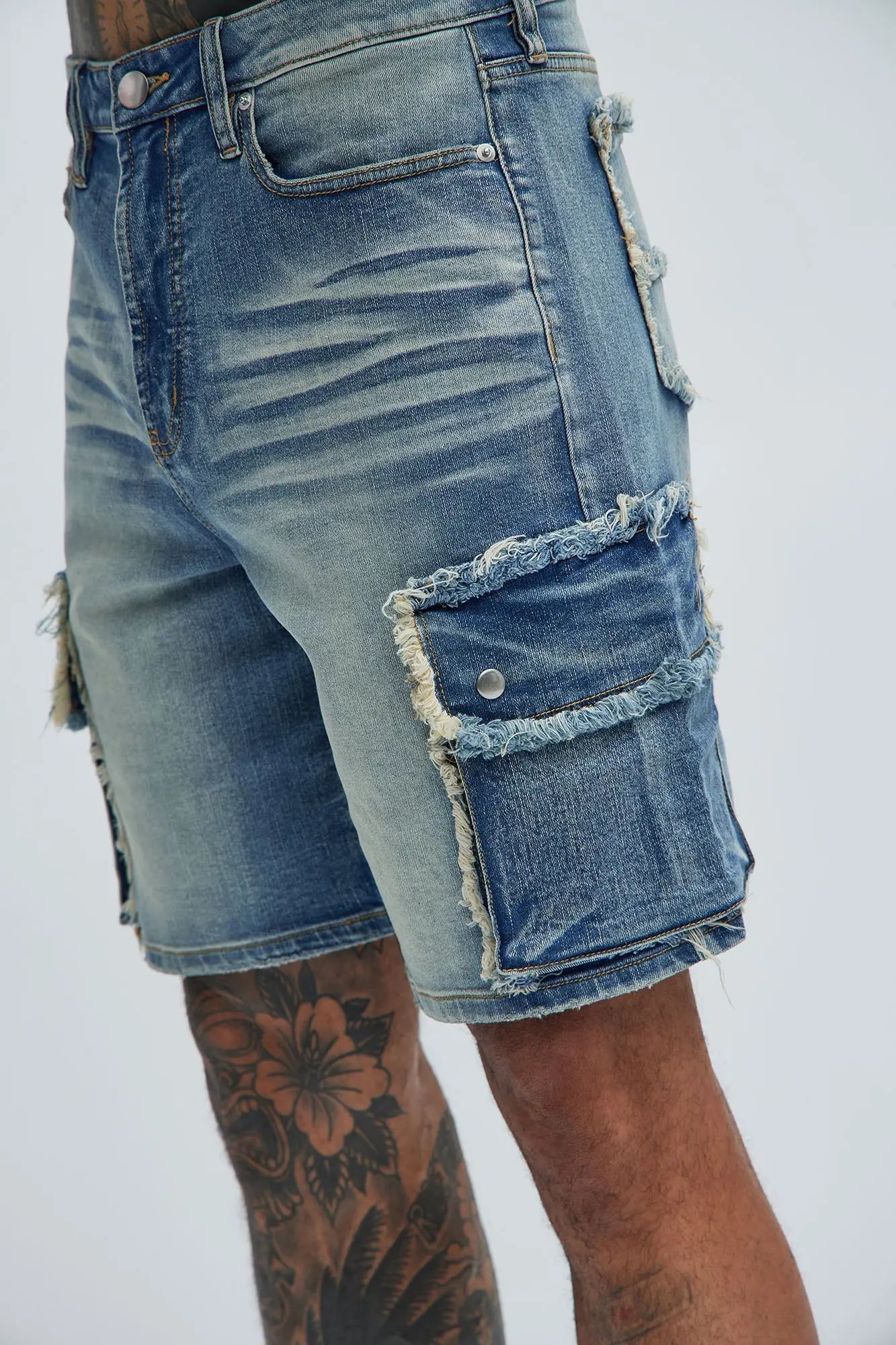 Rush Home Denim Cargo Shorts - Light Blue Wash Fashion Nova