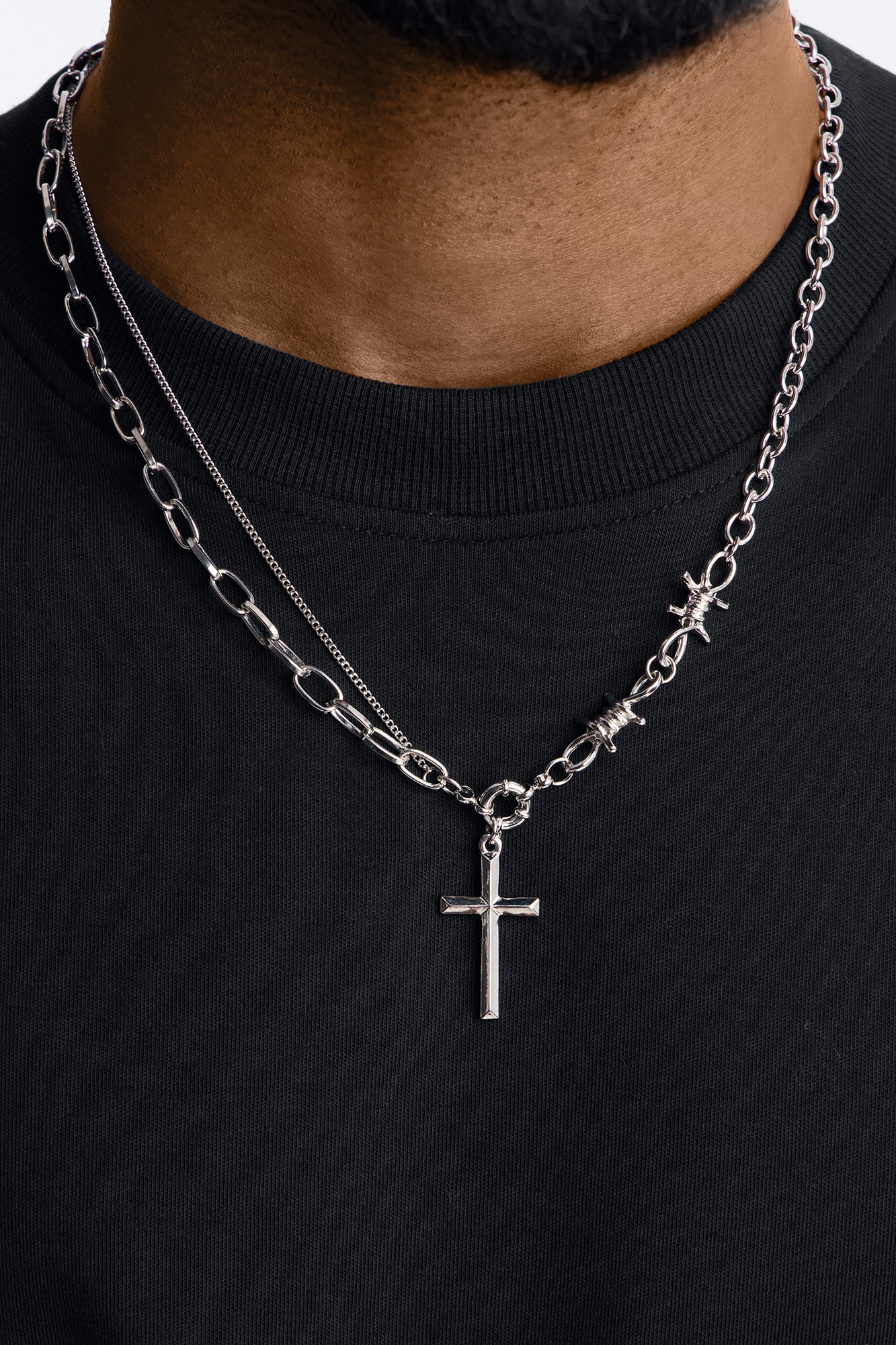 Crown of Thorns Chain Necklace - Silver Fashion Nova
