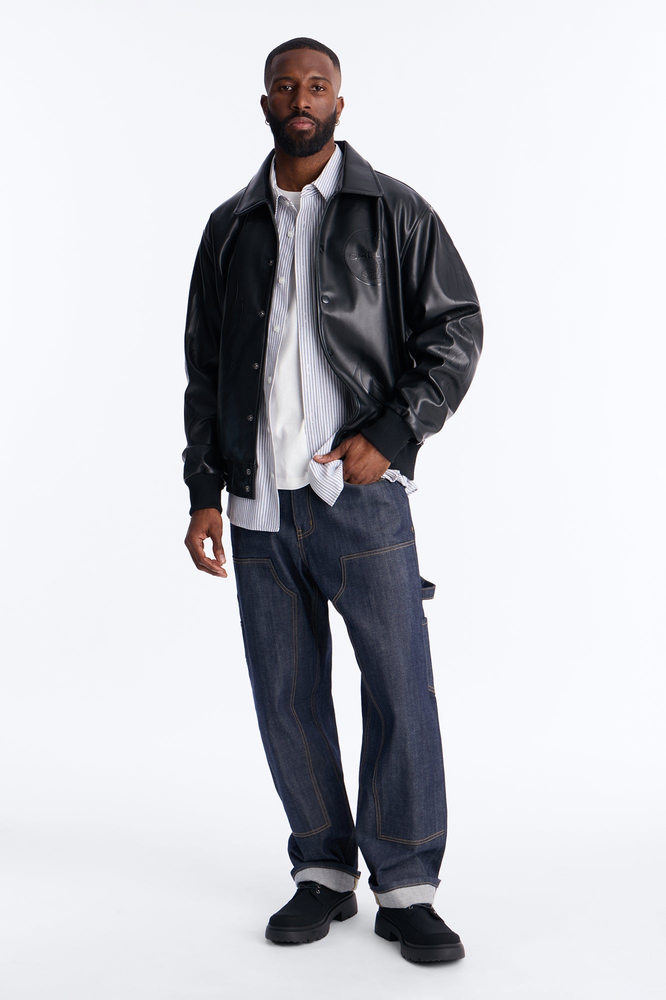 Shelby Racing Embossed Faux Leather Jacket - Black Fashion Nova