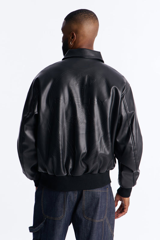 Shelby Racing Embossed Faux Leather Jacket - Black Fashion Nova