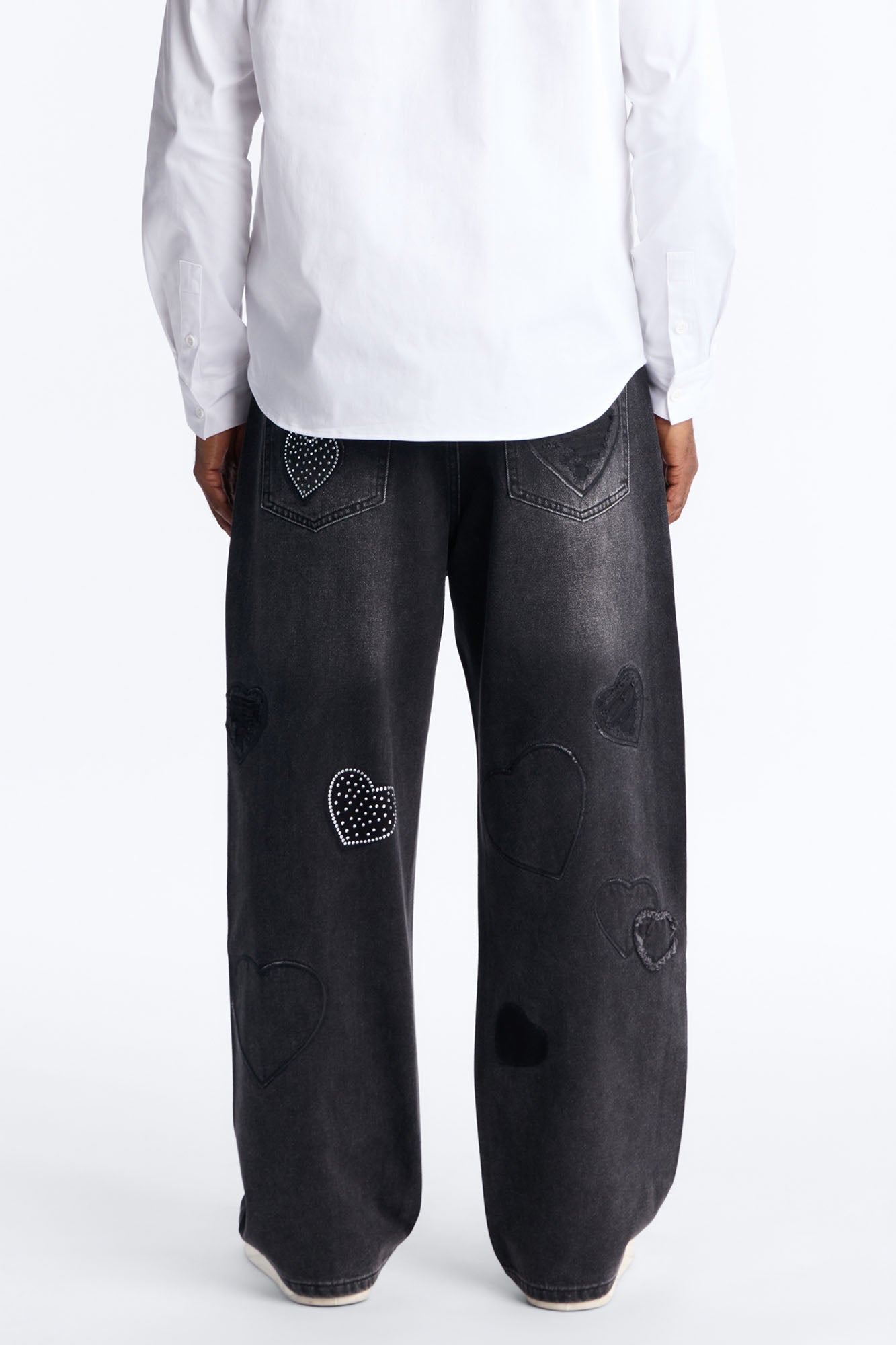 Baggy Stressin' Hearts Jeans - Black Wash Fashion Nova