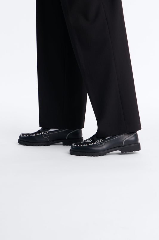 Varsity Patch Faux Leather Slip On Loafer - Black Fashion Nova
