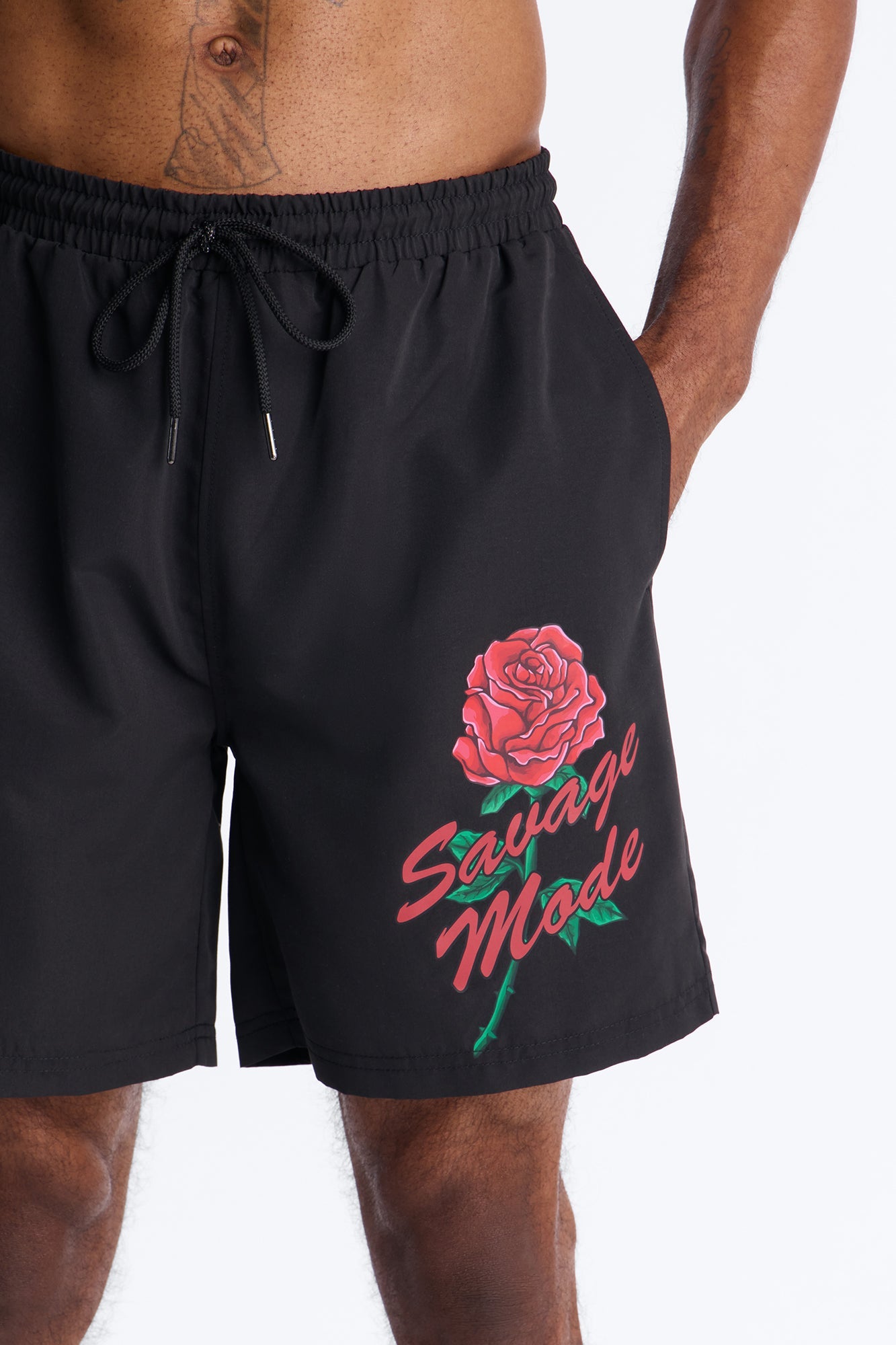 Savage Mode Mindset Swim Trunk 7″ - Black Fashion Nova