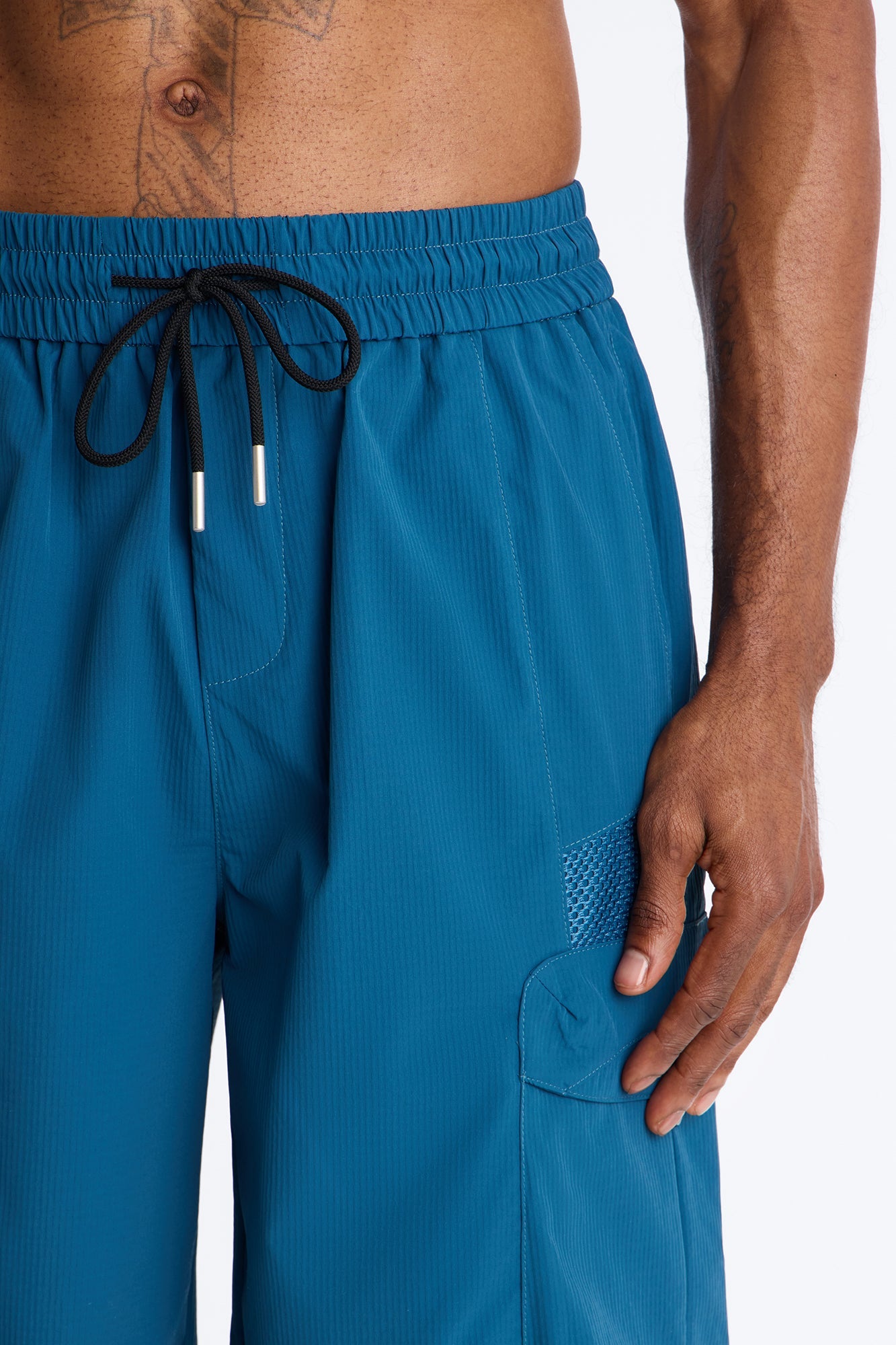 Relaxed Thirty Degree Mesh Outlay Tech Short - Blue Fashion Nova