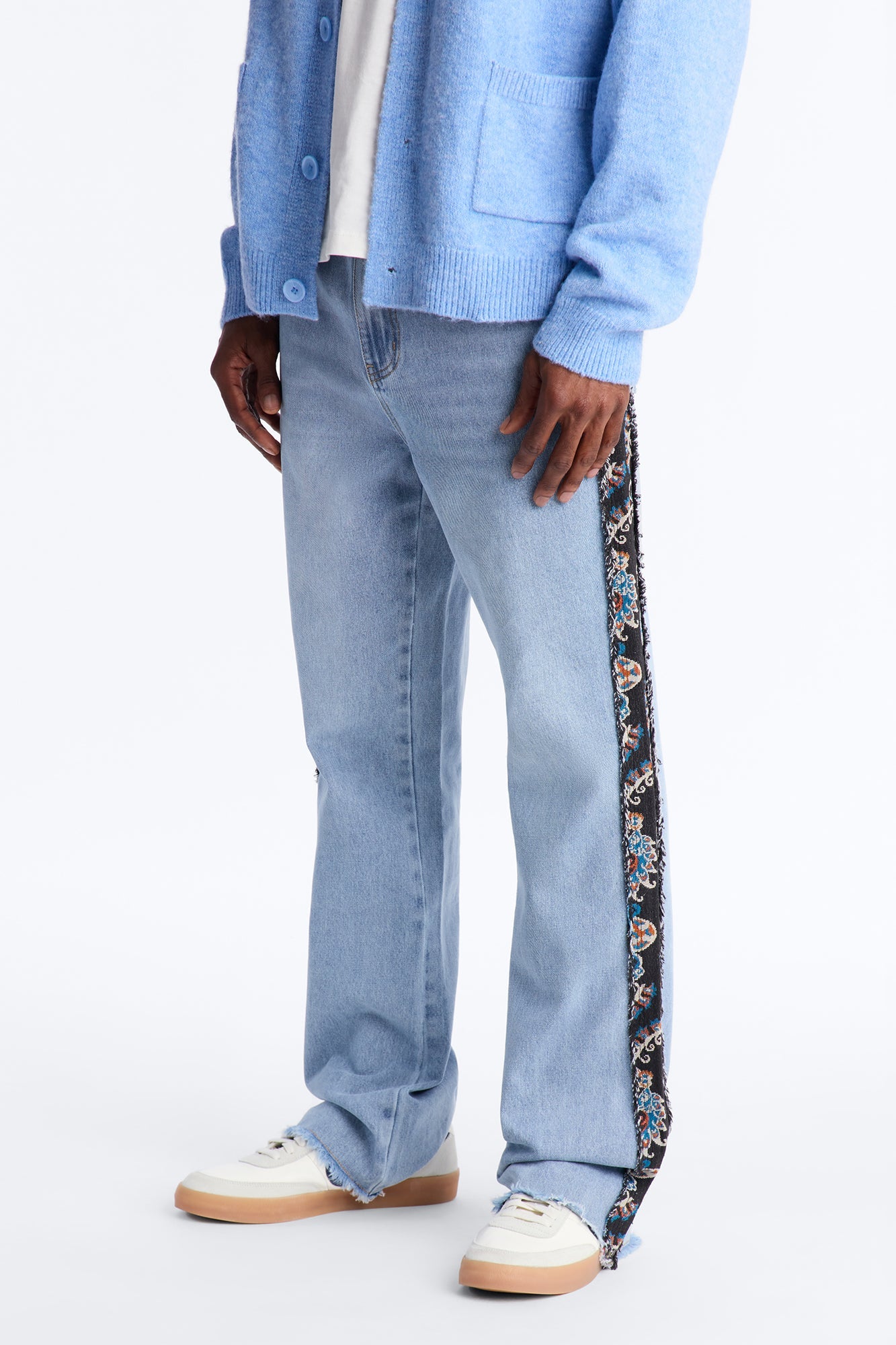 Stacked Slim Flare Exquisite Tapestry Jeans - Light Blue Wash Fashion Nova