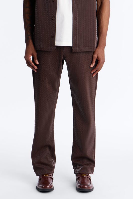 Straight Tisse Textured Faux Leather Pant - Brown Fashion Nova