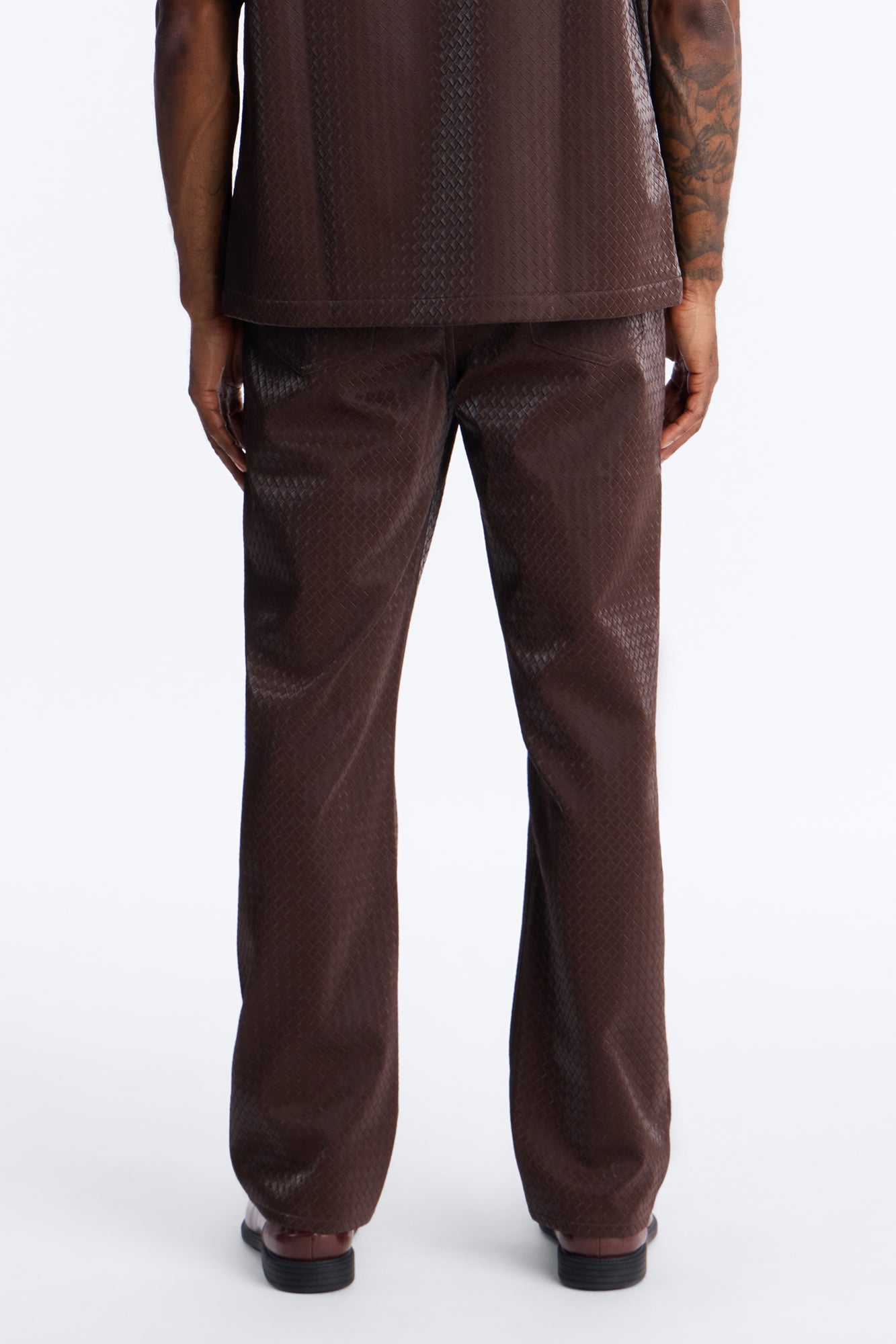 Straight Tisse Textured Faux Leather Pant - Brown Fashion Nova