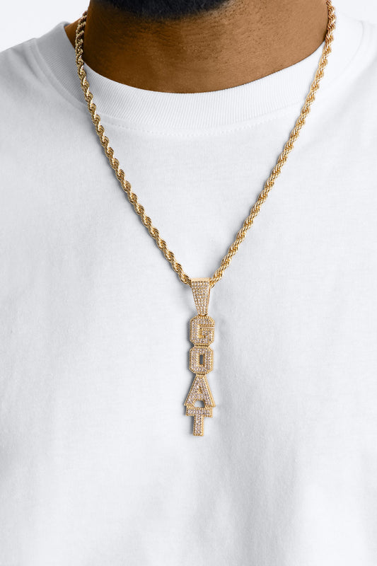 GOAT Vertical Iced Pendant Necklace - Gold Fashion Nova