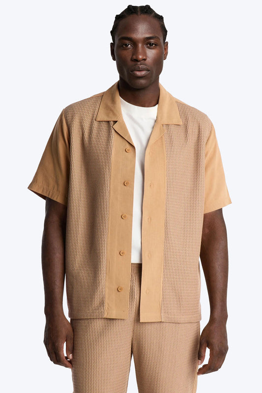 Brookfield Flow Cuban Collar Button Up Shirt - Tan Fashion Nova