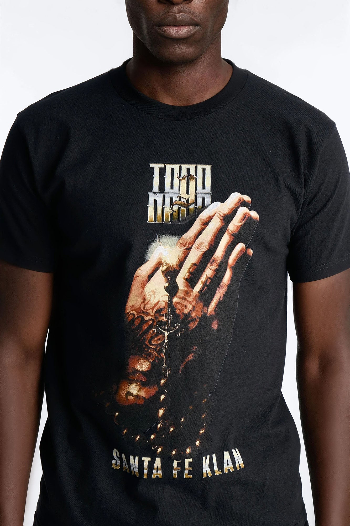 Santa Fe Klan Praying Hands Short Sleeve Tee - Black Fashion Nova