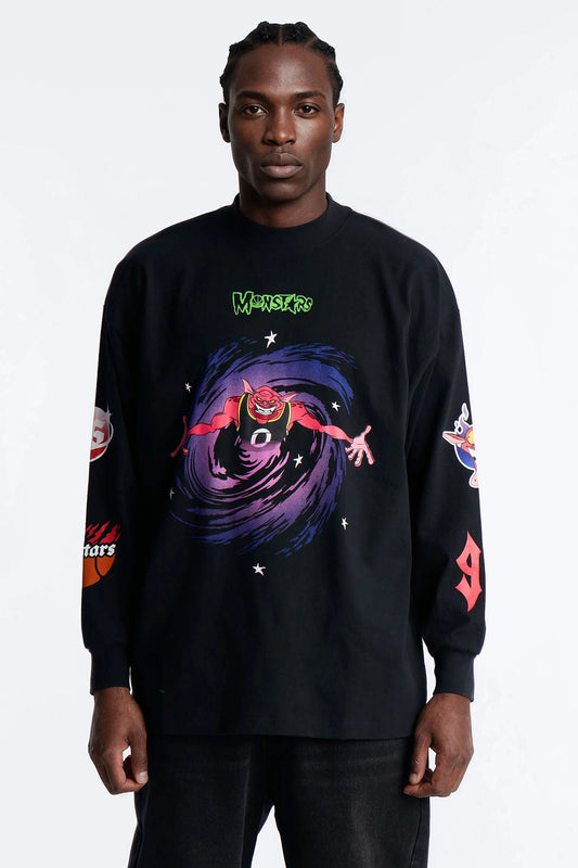 Space Jam Monstars Chrome Premium Long Sleeve Shirt - Black Fashion Nova