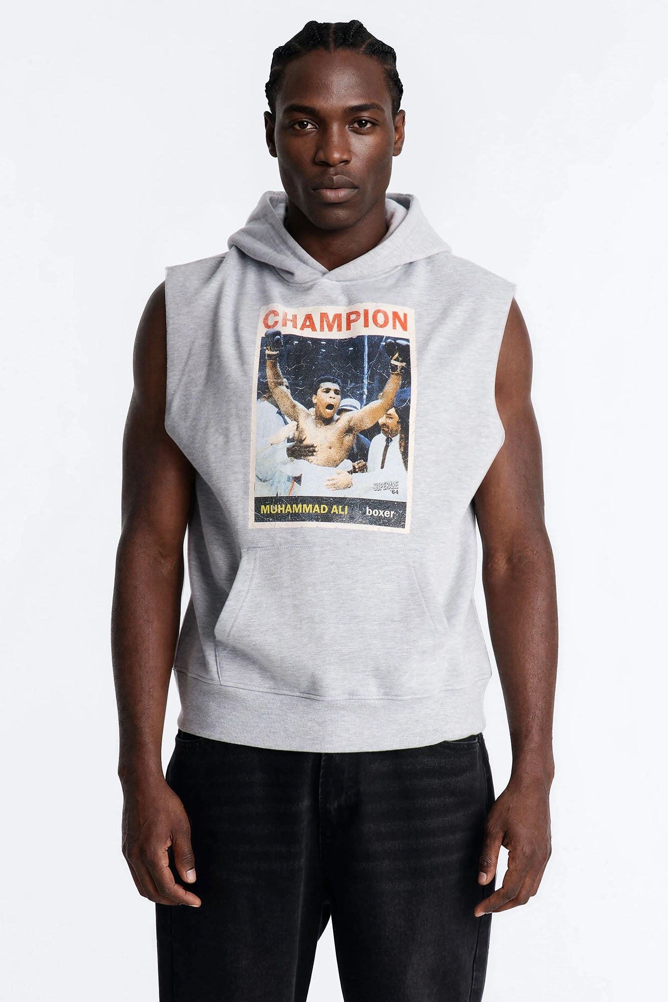 Muhammad Ali Muscle Hoodie - Heather Grey Fashion Nova