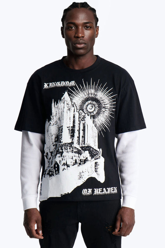 Twofer Kingdom Of Heaven Long Sleeve Tee - Black Fashion Nova