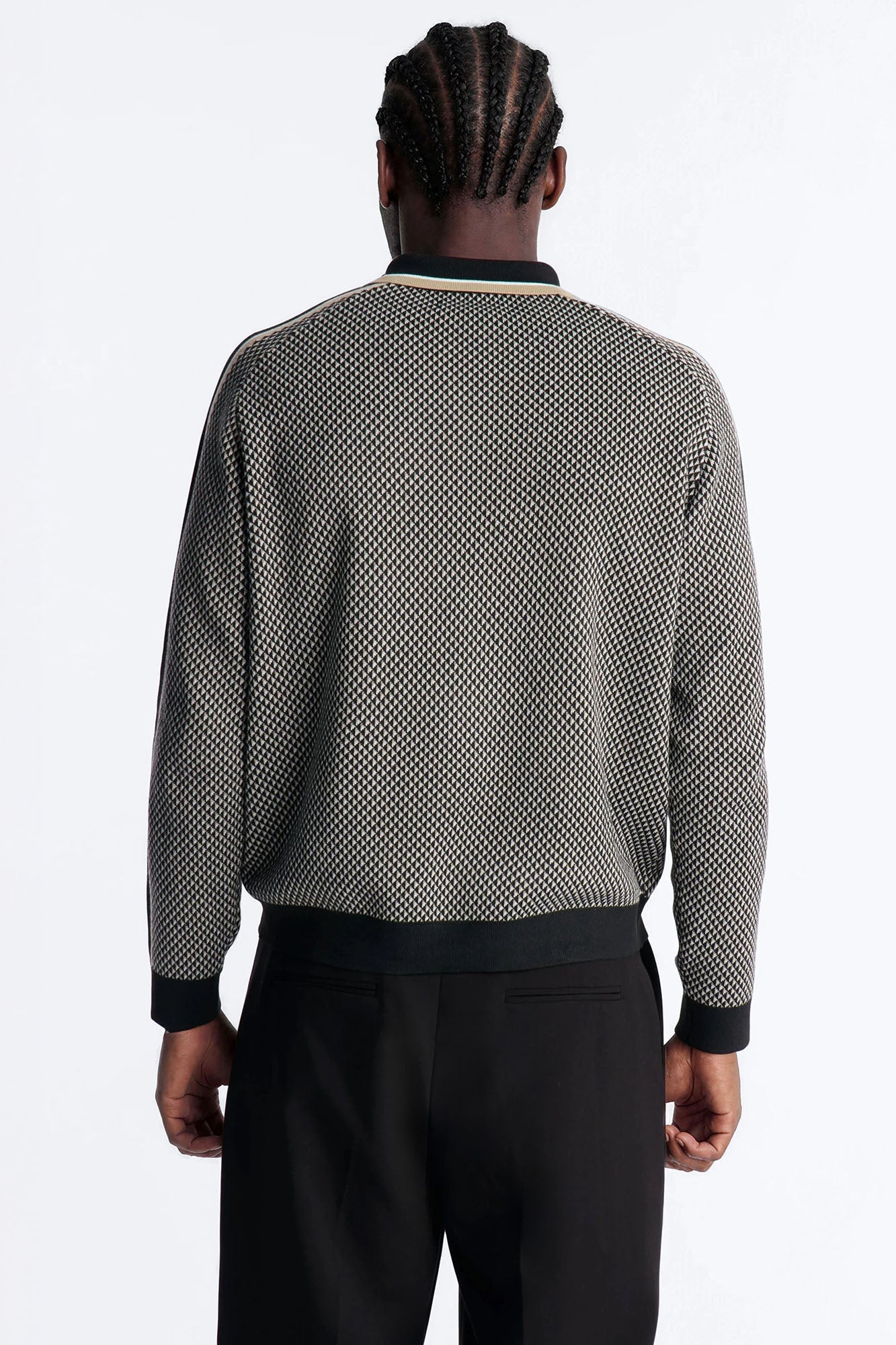 Ashford Knitted Long Sleeve Polo - Black Fashion Nova