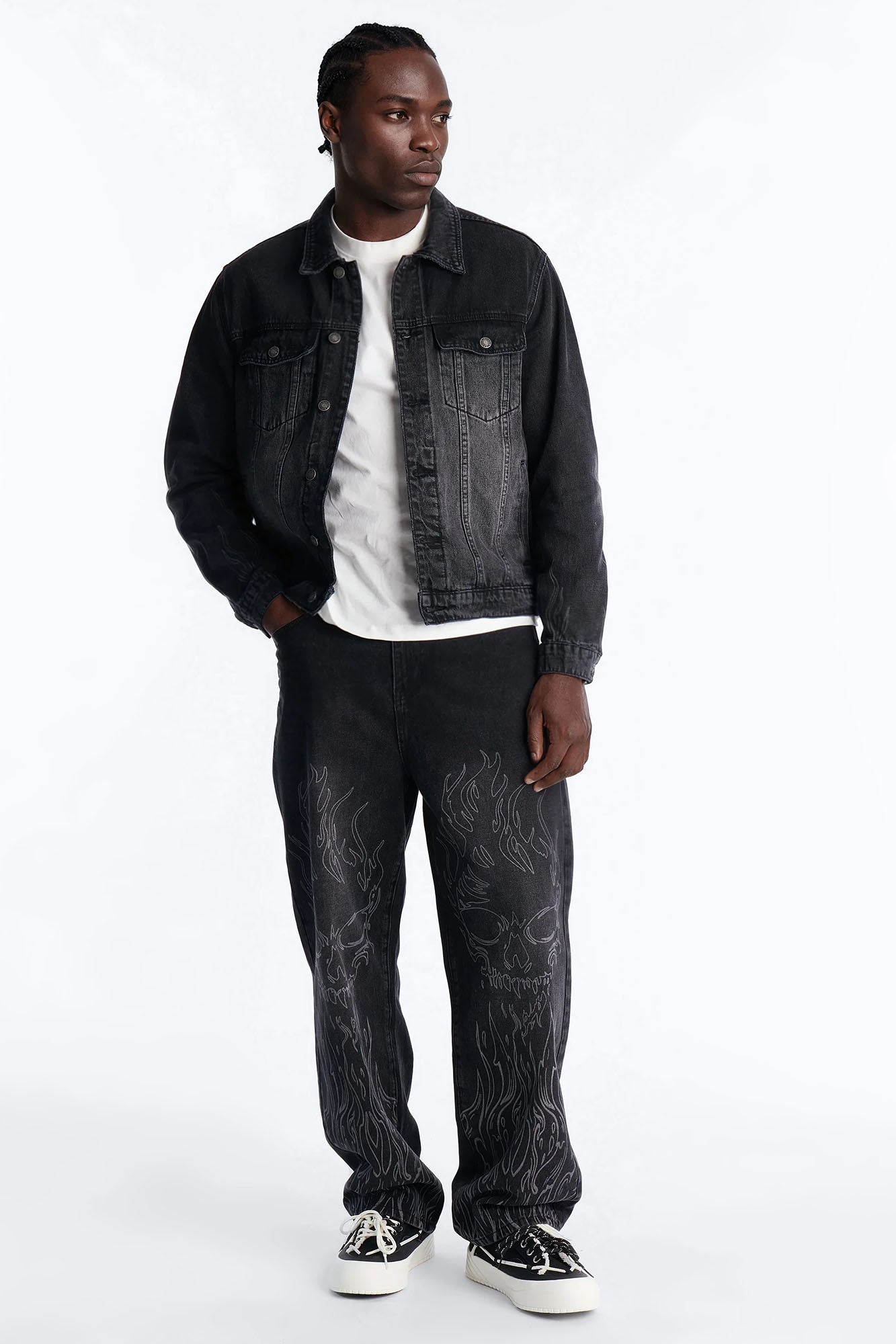Baggy Hellfire Jean Denim - Black Wash Fashion Nova