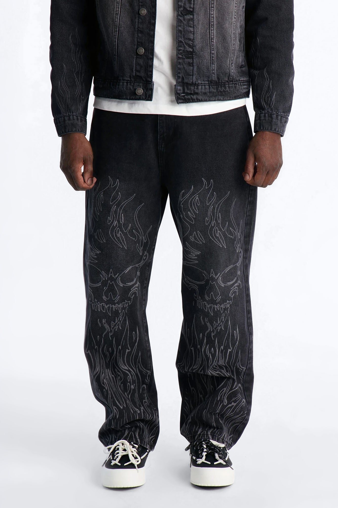 Baggy Hellfire Jean Denim - Black Wash Fashion Nova