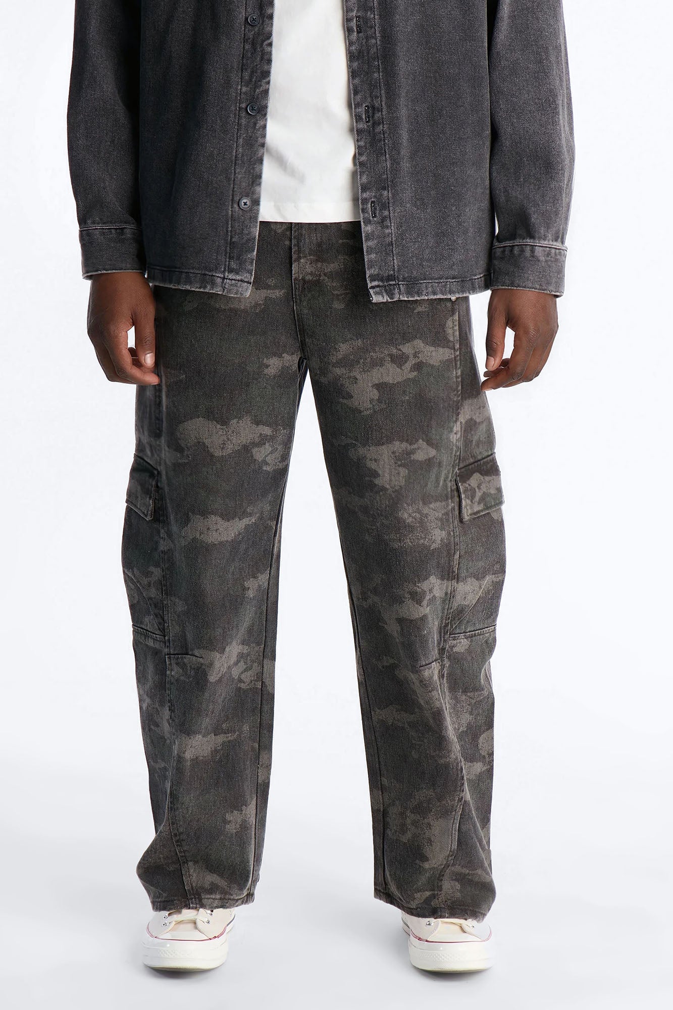 Combat Seams Barrel Jeans - Camouflage Fashion Nova