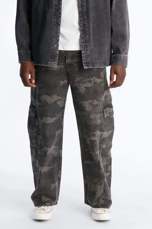 Combat Seams Barrel Jeans - Camouflage Fashion Nova
