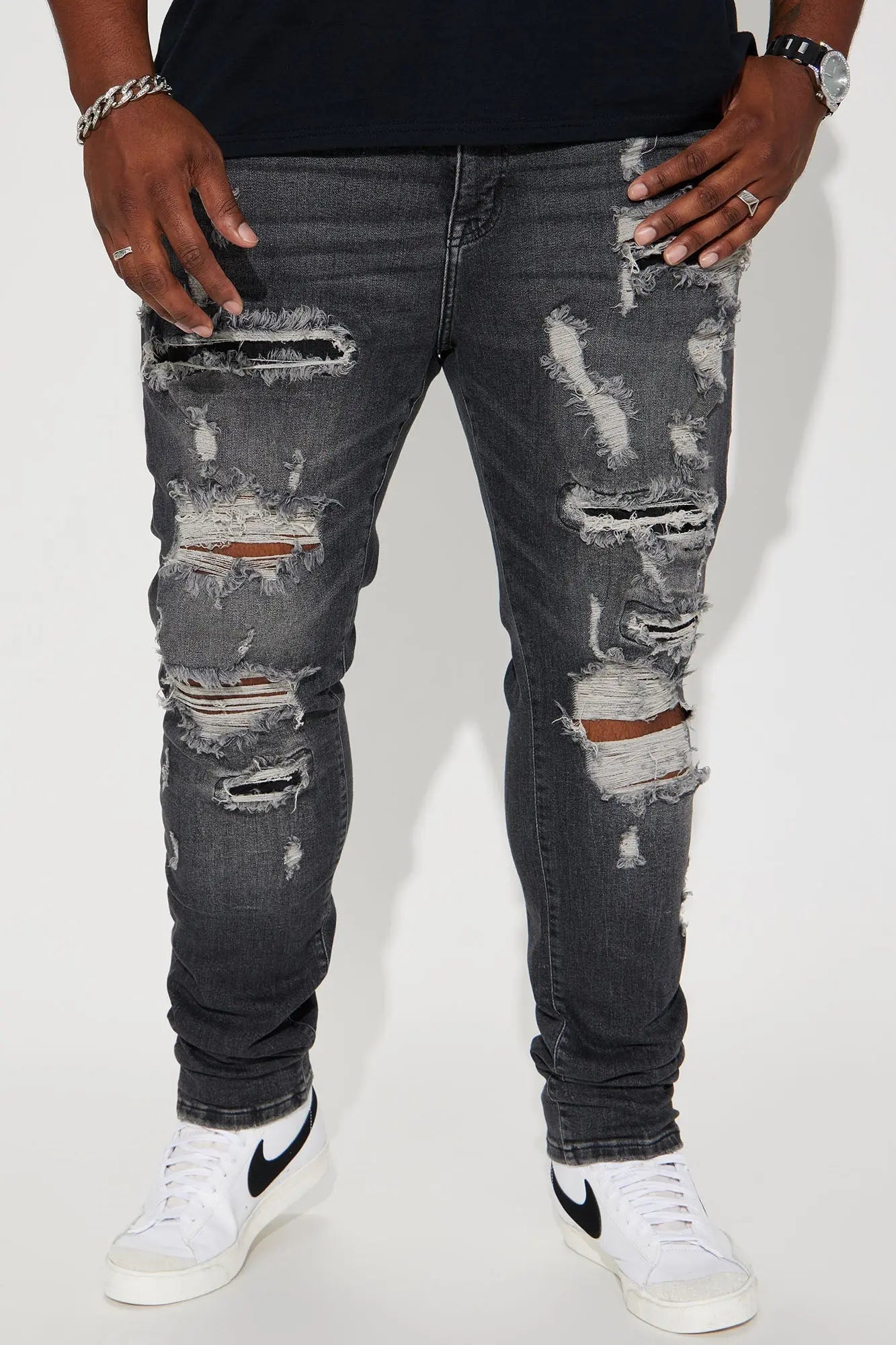 Ready To Unwind Stacked Skinny Jeans - Black Wash Fashion Nova